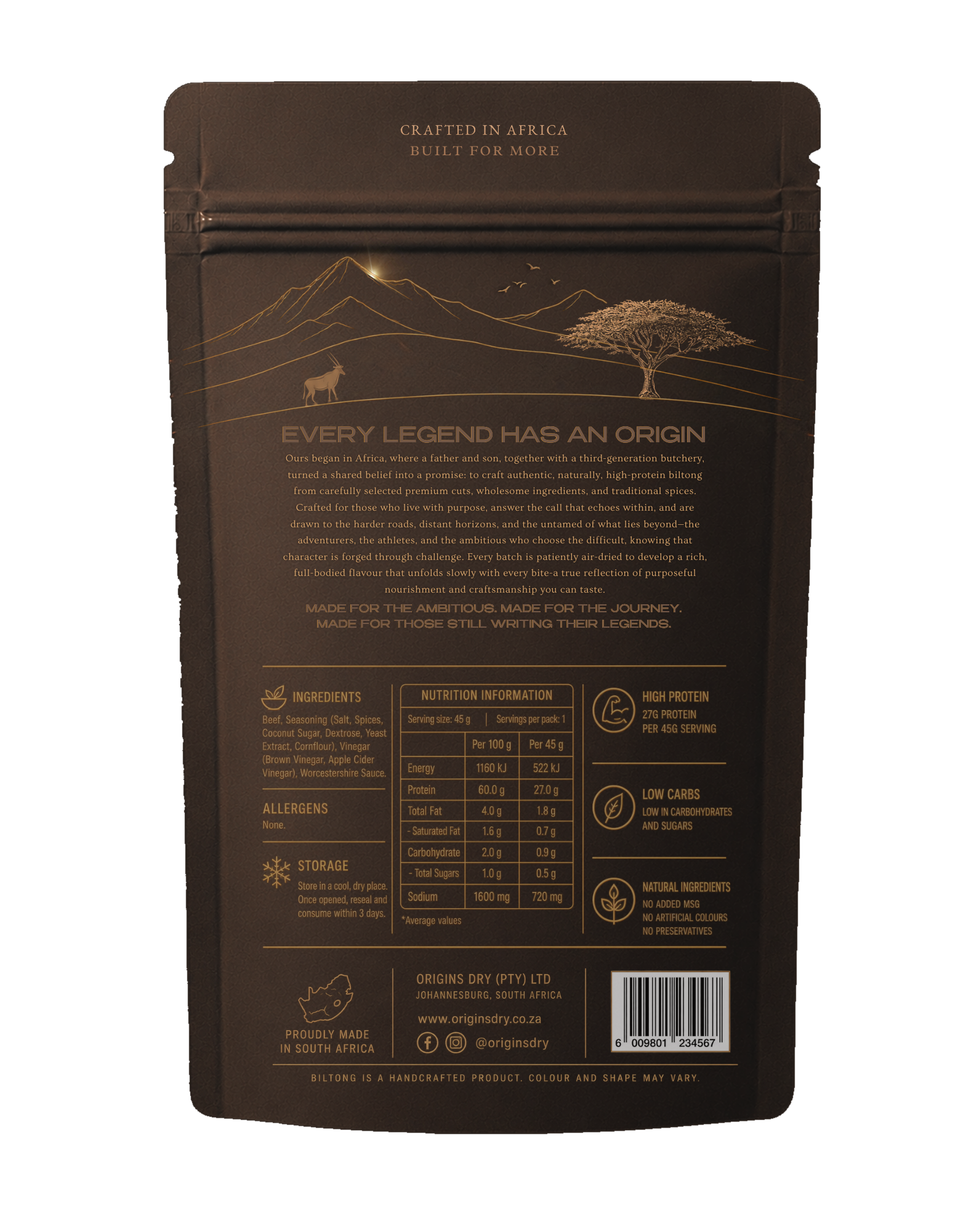 Back of Origins Dry Original Cut packet